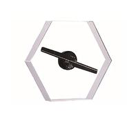 Fan d’Hologramme 3D Ventilateur 3D Projecteur Hexagonal Screen Publicité Logo Logo Machine Lumineuse LED Imagerie en Rotation avec Couvercle de Protection Expérience visuelle immersive(Transparent)