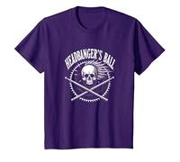 Fan de Concert de Heavy Metal Headbanger avec Ball Skull Rocker T-Shirt, Enfant, Violet, 12 Ans