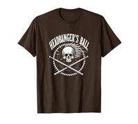 Fan de Concert de Heavy Metal Headbanger avec Ball Skull Rocker T-Shirt, Homme, Marron, L