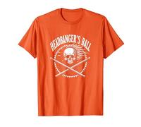 Fan de Concert de Heavy Metal Headbanger avec Ball Skull Rocker T-Shirt, Homme, Orange, M