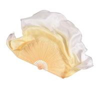Fan De Danse Voile de soie véritable, 1 paire d'éventails danse, deux couches demi-lune, accessoires spectacle Extra longs et fluides, Beige doré éVentail De Danse(76cm(36 40cm),1pcs right 1pcs left)