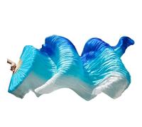 Fan De Danse Voile Éventails de voile danse du ventre en soie véritable, 1 paire/1 pièce, bambou teint à la main, Long éventail, vraie(12,1pc right hand-120cm)