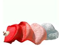 Fan De Danse Voile Éventails de voile danse du ventre en soie véritable, 1 paire/1 pièce, bambou teint à la main, Long éventail, vraie(16,1pc right hand-150cm)