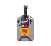 Fan De Rock Star Mignon Etiquettes à Bagages de Valises Voyage en Cuir Etiquette Nom Adresse ID Tags Drôle pour Les Garçons Filles(3PACK)