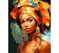 Fan House Peinture par Numéros pour Adulte,Loisirs Créatifs Adultes,Peinture Numero Enfant,DIY Adulte Paint by Numbers Kit-Fille africaine Sans Cadre 40x50 cm