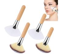 Fan Makeup Brush Set - 4 Pcs Soft Bristle Highlighter Blush Face Powder Kit | Four Pieces Fan Shaped Layout Smooth Blending No Shedding Bristles Suitable For Daily Face Contour Shimmer Travel Gift Setup