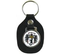 Fan-O-Menal Cuir Porte-Clés avec Bouton - Armoiries Berlin - Taille Environ 5x7cm - 06203 Porte-Clé avec Plaque