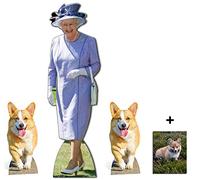 Fan Pack - Queen Elizabeth II Lilas Robe avec 2 Royal Corgis Silhouette en Carton - Ensemble Comprend étoile 8 x 10 Photo