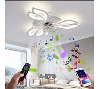 Fan Plafonnier Musique Ventilateur de Plafond LED avec Lumière et Bluetooth Haut-Parleur Lampe de Plafond avec Télécommande Dimmable silencieux Fan Lustre Chambre d'enfant Salon Restaurant Éclairage