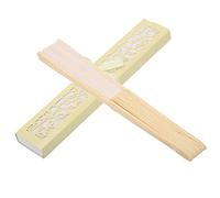 Fan pliant portable ventilateur chinois avec boîte à cadeau, éventail de mains pliant en soie en tissu oriental pour danser, fête, cadeaux de mariage, décoration de bricolage, fête de danse (beige)