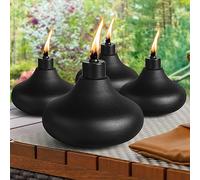 FAN-Torches Lot de 4 torches de table en métal à la citronnelle de 700 ml pour l'extérieur, rechargeables, lanterne de table décorative pour cour, patio, terrasse, jardin, fête, paysage