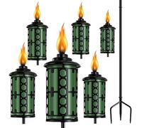 FAN-Torches Lot de 6 Torches de Jardin en métal de 473,6 g - Décoration de Jardin - Torches à la citronnelle améliorées de 150 cm avec Piquet de Terre à 3 Broches - Torches Lumineuses en métal pour