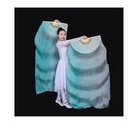 Fan Veil Soie Éventail de danse du ventre en soie véritable à dégradé couleurs for femmes, éventails longs et pliables multicolores for accessoires performance sur scène, 1 paire(Color 3,1.5X0.9M)