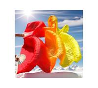 Fan Veil Soie,Voile De Danse Orientale 1 paire de voiles danse du ventre en soie véritable, taille classique, éventail bambou, accessoires spectacle for danseuse(Color 5,2XL-250x90Real Silk)