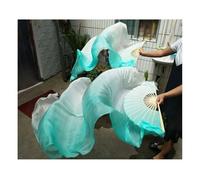 Fan Veil Soie,Voile De Danse Orientale Éventail en soie véritable for danse du ventre, éventail long pliable bambou, 1,8 m/2, m, fabriqué à la main, teint, dégradé de couleurs(Color 10,120x90cm)