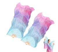 Fan Veils Belly Dance - 2 Pieces Long Prop Set, Folding Artificial Silk Material, Vibrant Stage Performance Accessory, Lightweight Flowing Fabric, Cultural Event Equipment | For Performers