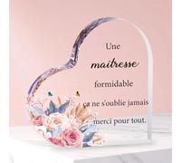 FANAOREN Cadeau Maitresse d'école Forme de Coeur Acrylique Ornements Merci Maitresse Cadeau Maitre d'école Cadeau Professeur Cadeau Maitresse d'école Fin d'année Cadeau Maitresse Noel
