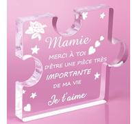 FANAOREN Cadeau Mamie, Cadeau Anniversaire Mamie, Gravure Acrylique Bloc Puzzle, Cadeau Grand-mère, Cadeaux Noël pour Mamie, Cadeau Fete des Grands Meres, Cadeau Mamie Original