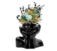 FANATAO Vase noir en forme de femme, vases en céramique pour décoration d'intérieur, vase à fleurs noires, vases uniques pour la décoration, vase décoratif moderne pour décoration de table, 13 cm de
