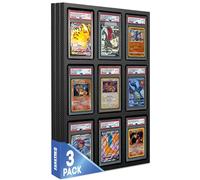 Fanatiko Présentoir pour Cartes Gradées (PSA/CGC) - Lot de 3 - Fabriqué en Mousse EVA Haute Densité avec Finition en Fibre de Carbone pour 9 Cartes