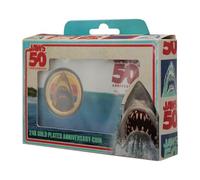 FaNaTtik Pièce de collection Jaws 50e anniversaire plaqué or 24 carats - Édition limitée à 1 975 - Sous licence officielle avec vitrine - 38 mm numérotée individuellement