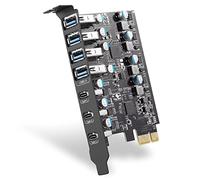 Fanblack 7 Ports PCI-E vers USB 3.0 Carte d'extension (4A et 3C Ports), Convertisseur Interne PCI Express Card pour PC de Bureau
