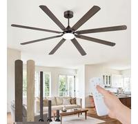 Fanbulous Ventilateur de plafond moderne avec télécommande, grand ventilateur de plafond d'intérieur et d'extérieur de style rustique avec 8 lames à double finition, moteur CC silencieux, lumière LED