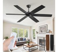 Fanbulous Ventilateur de plafond noir de 152,4 cm sans lumière, ventilateur de plafond avec télécommande, profil bas, moteur CC silencieux et réversible, ventilateurs de plafond intérieur/extérieur