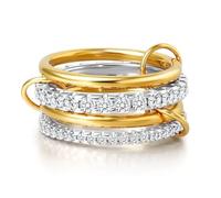 FANCH Bagues Empilable en Or pour Femmes Zircone Cubique Bague 14K Plaqué Or Interlock Déclaration Multi-Bague Ton Argent Or Connexion Bande Bague 52
