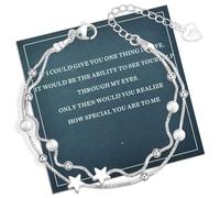 FANCIBAND Bracelet à breloques en argent sterling 925 pour femme, chaîne en argent délicat, bracelet à perles réglable, bijoux simples, cadeaux pour femmes, 2 in 1, Argent, Pas de pierre précieuse