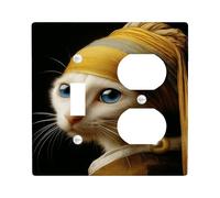 Fanciful Cat Plaque de protection pour interrupteur de lumière, couleur crème, art félin pour décoration d'intérieur, plaques murales thermoplastiques, taille standard à bascule duplex