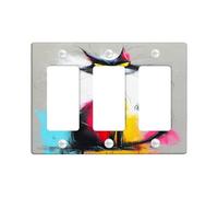 Fanciful Cat - Plaques de commutation pour interrupteur - Noir vif et jaune vif pour décoration murale artistique - Plaques murales en thermoplastique - Taille standard - Plaque murale à 3