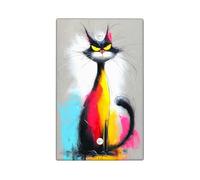 Fanciful Cat - Plaques de commutation pour interrupteur - Noir vif et jaune vif pour décoration murale artistique, plaques murales en thermoplastique - Plaque vierge de taille standard