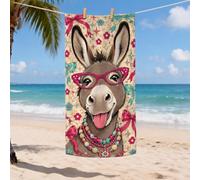 Fanciful Donkey Serviette de plage en microfibre à séchage rapide, douce, anti-sable, légère, idéale pour les vacances, la piscine, l'extérieur, les voyages, 78,7 x 157,9 cm