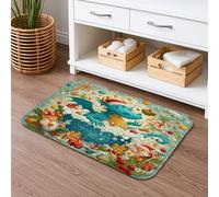 Fanciful Dragon Tapis de bain à séchage rapide, motif festif de Noël, absorbant, antidérapant, en flanelle colorée, lavable pour salle de bain, toilettes, toilettes, décoration 40,6 x 61 cm