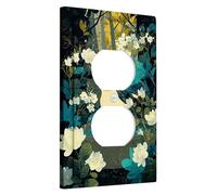 Fanciful Forest Plaque de protection pour interrupteur Motif chat et floral beige crème pour décoration d'intérieur, thermoplastique avec prise duplex simple de taille standard