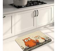 Fanciful Tapis de cuisine vintage doux pour sol, motif hiboux orange, rembourré, confortable, lavable, antidérapant pour cuisine, évier, buanderie, salle de bain, 40,6 x 61 cm