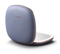 Fancii Mila Miroir de maquillage compact avec 2 LED, rechargeable, grossissement x10/1x, système de lumière Tru-Glow en cuir végétalien, petit miroir de voyage pour sacs à main (bleu port)