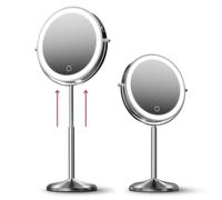 Fancii Miroir de Maquillage Lumineux de 20,3 cm avec grossissement, Hauteur réglable x10/1x, Rechargeable, Miroir de courtoisie Double Face à LED avec lumière et Support, pivotant à 360° (Hailey)
