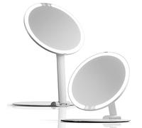 Fancii Miroir de Maquillage Lumineux de Voyage Rechargeable - Support Pliable 20cm, Éclairage 3 Couleurs, Portable, Cosmétique LED, Abigail (Blanc)