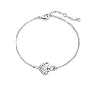 FANCIME Argent Sterling 925 Bracelet de Pierre de Naissance d'octobre Bracelet Rose Cœur de Opale avec Boîte à Bijoux Anniversaire Noël Saint-Valentin Bijoux pour Femmes, 17+3cm