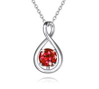 FANCIME Argent Sterling 925 Ruby Collier de Pierre de Naissance de Juin Collier Infini avec Boîte à Bijoux Anniversaire Noël Saint-Valentin Bijoux pour Femmes Mère