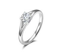 FANCIME Bague en diamant 0,5 carat Lab-Grown pour femme - Bague solitaire en argent sterling 925 - Bague de fiançailles pour mariage et Saint-Valentin - Bijoux pour femmes - Couleur D-E, clarté VS