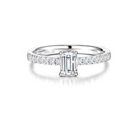 FANCIME Bague en diamant Lab-Grown 0,5 carat pour femme, coupe émeraude, solitaire, en argent sterling 925, bague de fiançailles, mariage, Saint Valentin pour femme (couleur D-E, clarté VS), Pierre