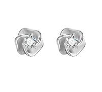FANCIME Boucles d'oreilles en Argent Sterling 925 avec Zircone Cubique, Boucles d'oreilles en Argent Rose Fleur, Cadeau de Bijoux Fins pour Femme Fille Mère