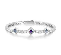 FANCIME Bracelet de tennis en argent sterling avec pierre de naissance de 4 mm - Pierre précieuse carrée - Cadeau pour femme - 18,3 cm, JUNE-Alexandrite, Argent sterling, Alexandrite créée