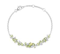 FANCIME Collection de bijoux Glycine murmure en argent sterling plaqué or blanc - Collier avec diamants simulés - Bracelet - Boucles d'oreilles - Cadeau d'anniversaire pour la fête des mères - Mariage