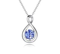 FANCIME Collier en argent sterling 925 pour femme avec pendentif en forme de symbole de naissance - Cadeau pour mère et femme, Argent sterling Or, Tanzanite