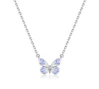 FANCIME Collier en argent sterling plaqué or blanc avec pendentif papillon étoilé pour femme, anniversaire, Saint-Valentin, mariage, cadeau pour femme, maman, Argent sterling