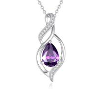FANCIME Collier Femme Pierre de Améthyste, Argent Sterling 925 Goutte Torsadée Pendentif Infini Amour, Cadeau Anniversaire Fête des Mères Noël Bijou pour Maman, Épouse, 40+5cm Chaîne Réglable